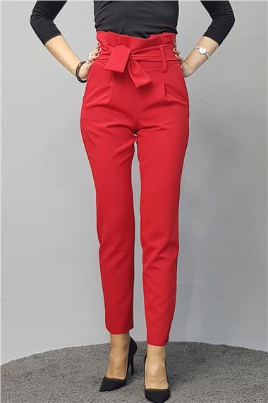 Modelli Dar Paça  Pantolon-Kırmızı
