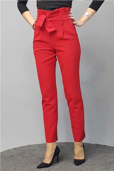 Modelli Dar Paça  Pantolon-Kırmızı