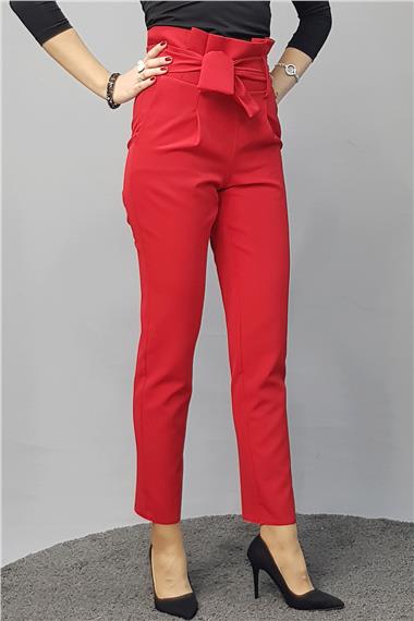 Modelli Dar Paça  Pantolon-Kırmızı