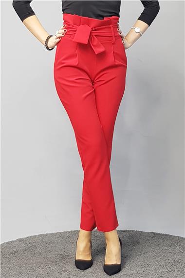 Modelli Dar Paça  Pantolon-Kırmızı