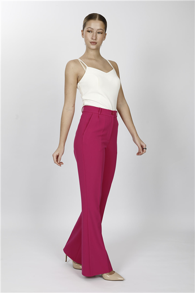 Kemerli İspanyol Paça Pantolon-Fuşya