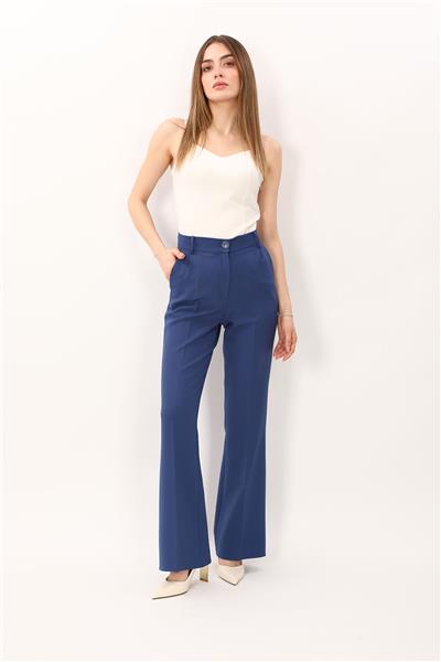 Kemerli İspanyol Paça Pantolon-İndigo