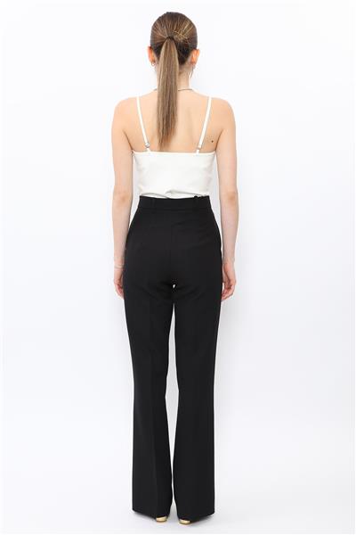 Kemerli İspanyol Paça Pantolon-Siyah