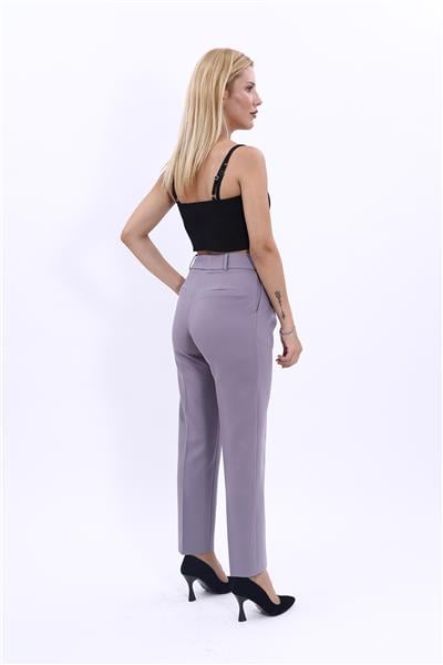 Kemerli Köprülü Dar Paça Pantolon-Antrasit