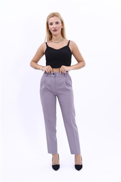 Kemerli Köprülü Dar Paça Pantolon-Antrasit