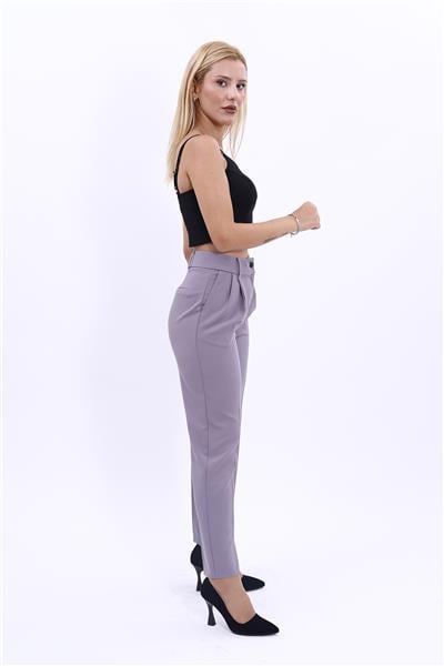 Kemerli Köprülü Dar Paça Pantolon-Antrasit