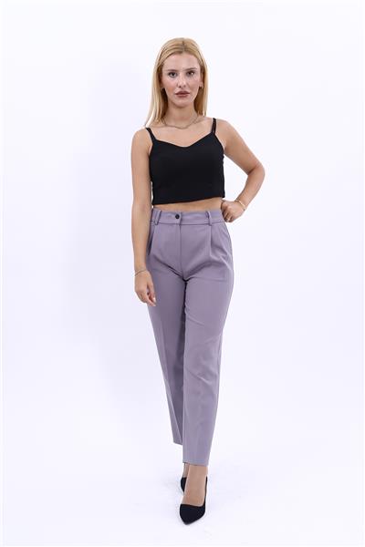 Kemerli Köprülü Dar Paça Pantolon-Antrasit