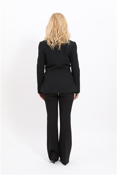 Kendinden Dik Yakalı Ceket & İspanyol Paça Pantolon-Siyah