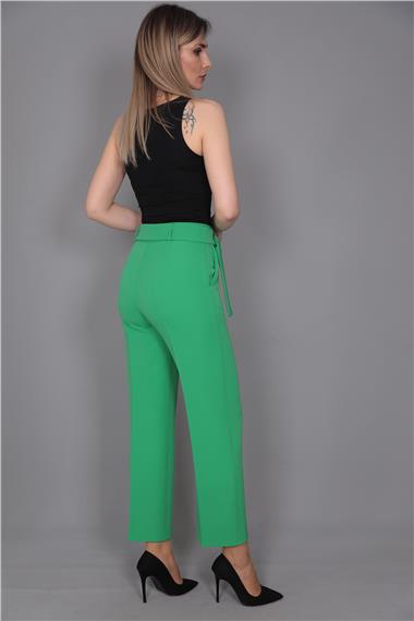 Tokalı Kemerli Pantolon-Yeşil