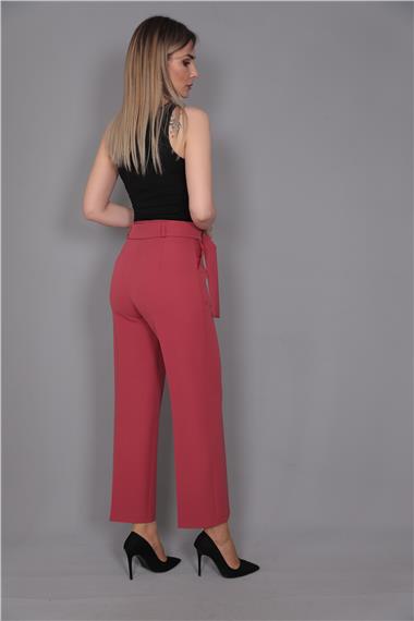 Tokalı Kemerli Pantolon-Kiremit