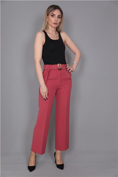 Tokalı Kemerli Pantolon-Kiremit