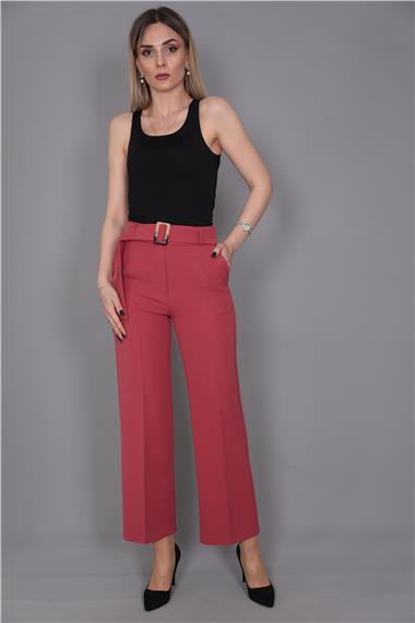 Tokalı Kemerli Pantolon-Kiremit