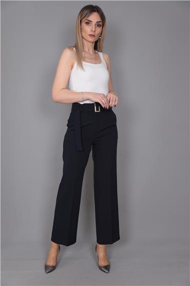 Tokalı Kemerli Pantolon-Lacivert