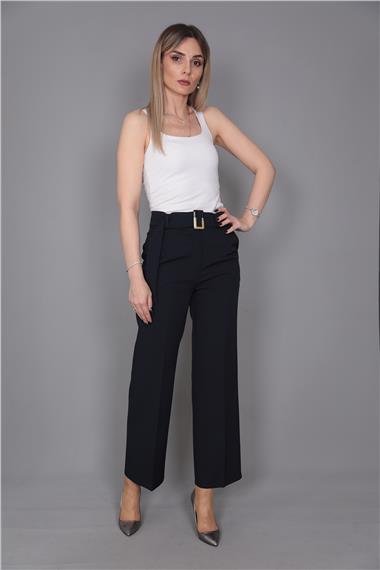 Tokalı Kemerli Pantolon-Lacivert