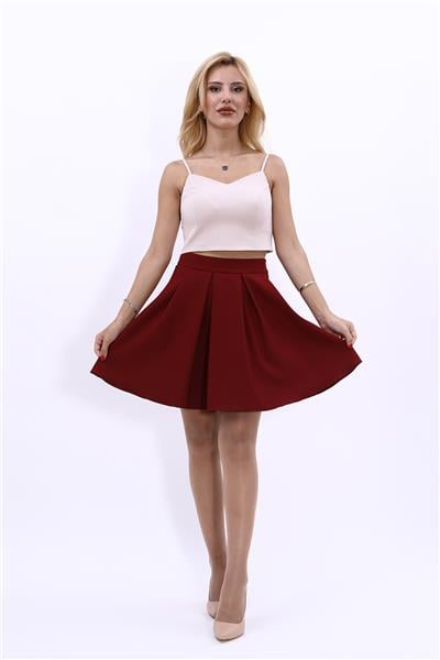 Kısa Kloş Etek-Bordo