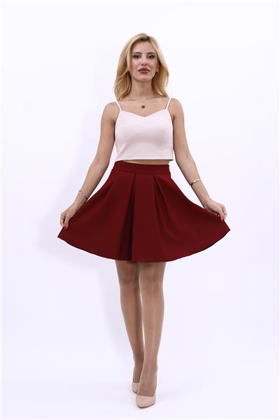 Kısa Kloş Etek-Bordo