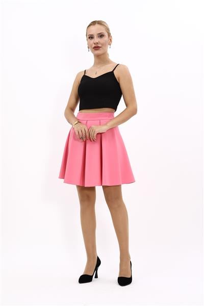 Kısa Kloş Etek-Pembe