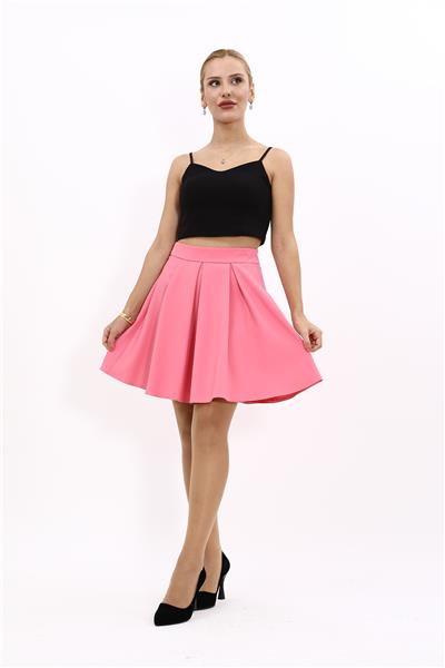 Kısa Kloş Etek-Pembe