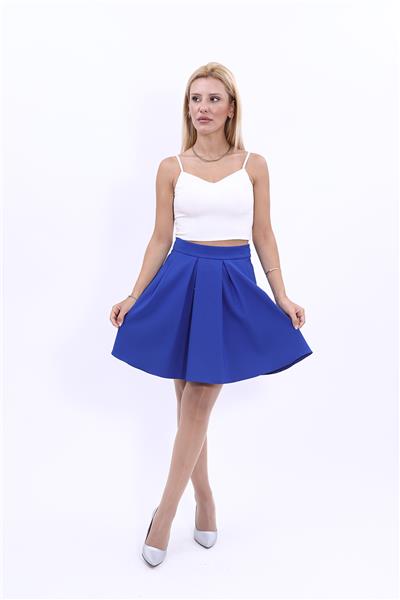 Kısa Kloş Etek-Saks