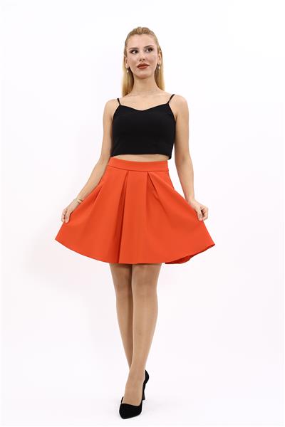 Kısa Kloş Etek-Turuncu