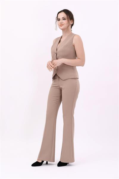 Klasik Yelek & İspanyol  Paça Pantolon Takım-Taş