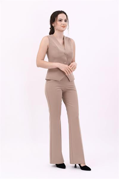 Klasik Yelek & İspanyol  Paça Pantolon Takım-Taş