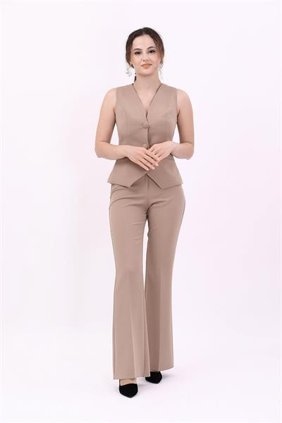 Klasik Yelek & İspanyol  Paça Pantolon Takım-Taş