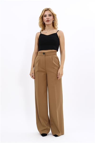 Korsaj Kemer Palazzo Pantolon-Camel