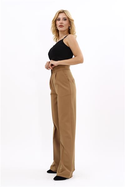 Korsaj Kemer Palazzo Pantolon-Camel