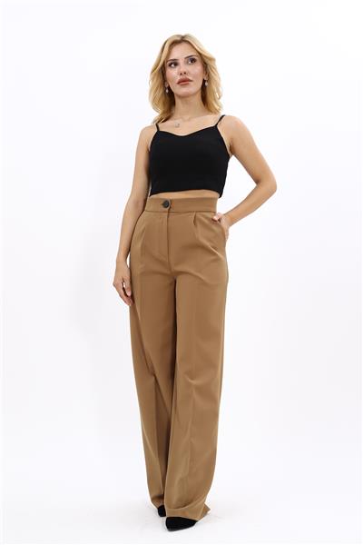 Korsaj Kemer Palazzo Pantolon-Camel