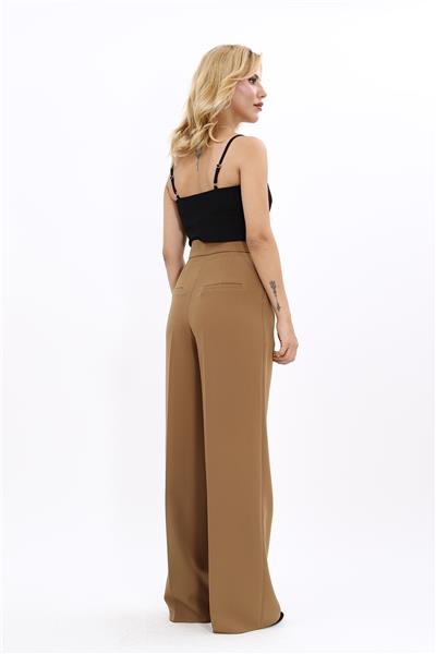 Korsaj Kemer Palazzo Pantolon-Camel