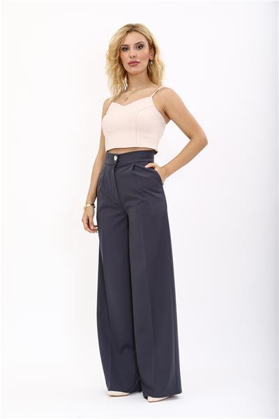 Korsaj Kemer Palazzo Pantolon-Füme
