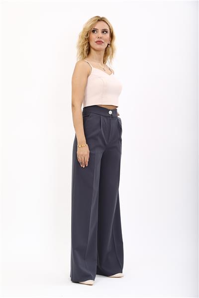 Korsaj Kemer Palazzo Pantolon-Füme