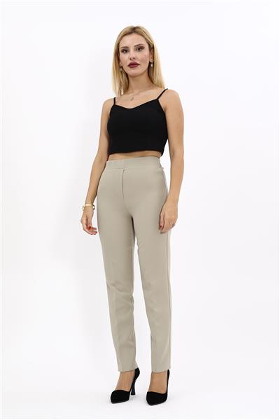 Lastikli Dar Paça Pantolon-Bambu