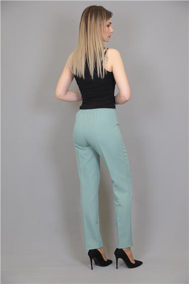 Lastikli Dar Paça Pantolon-Çağla