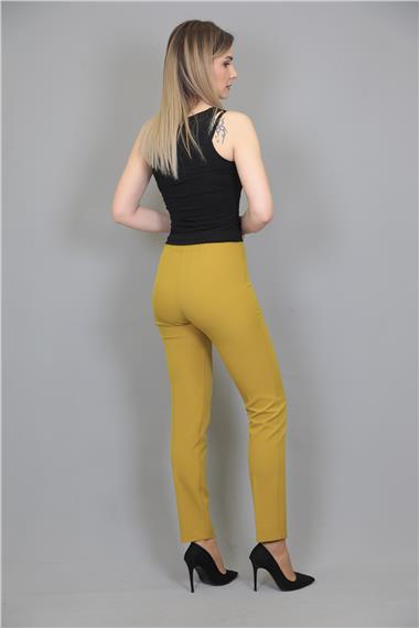 Lastikli Dar Paça Pantolon-Fıstık