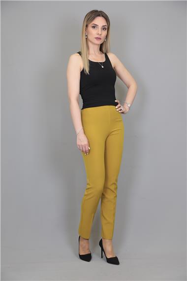 Lastikli Dar Paça Pantolon-Fıstık