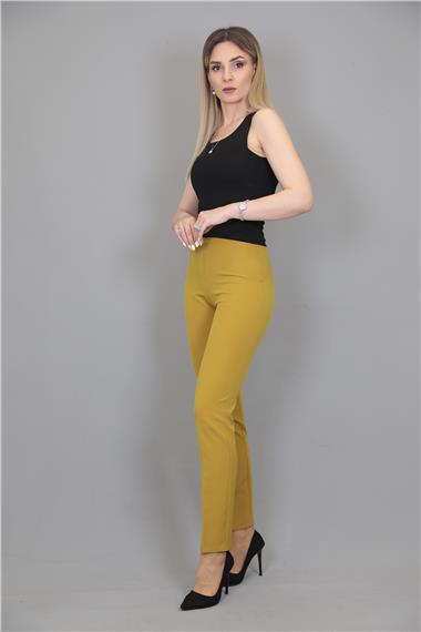 Lastikli Dar Paça Pantolon-Fıstık