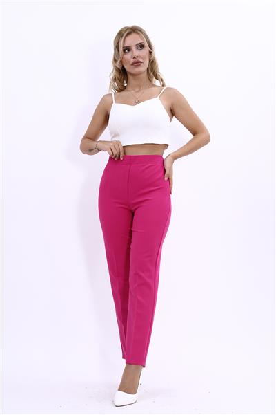 Lastikli Dar Paça Pantolon-Fuşya