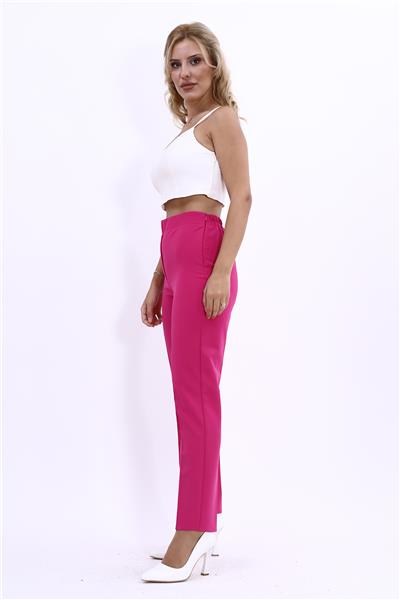 Lastikli Dar Paça Pantolon-Fuşya
