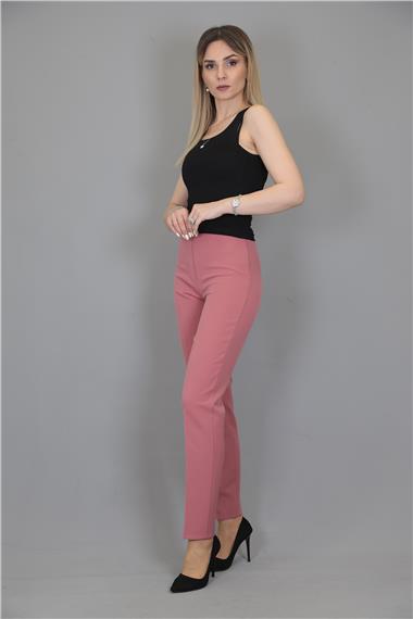 Lastikli Dar Paça Pantolon-Gül Kurusu