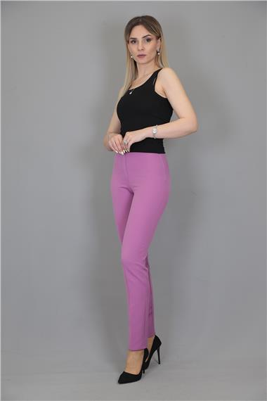 Lastikli Dar Paça Pantolon-Leylak