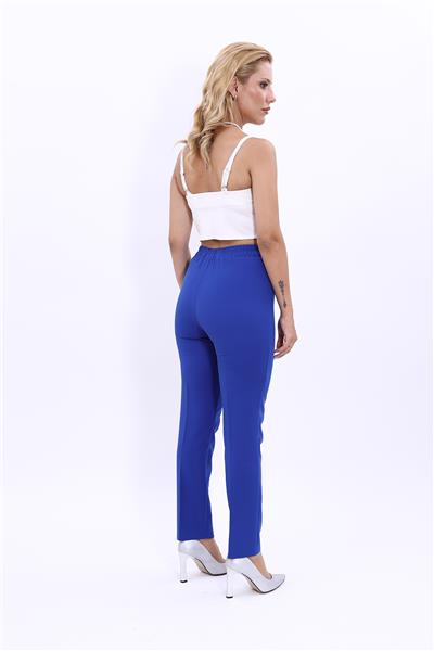Lastikli Dar Paça Pantolon-Saks