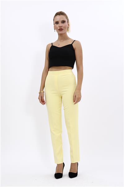 Lastikli Dar Paça Pantolon-Sarı