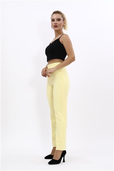 Lastikli Dar Paça Pantolon-Sarı