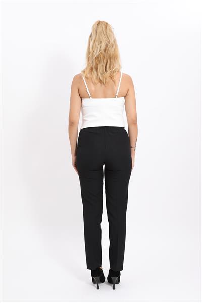 Lastikli Dar Paça Pantolon-Siyah - 5014100