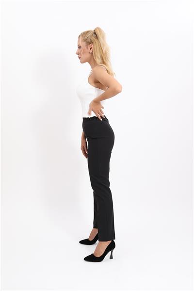 Lastikli Dar Paça Pantolon-Siyah - 5014100