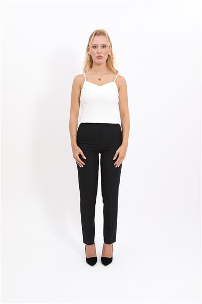 Lastikli Dar Paça Pantolon-Siyah - 5014100