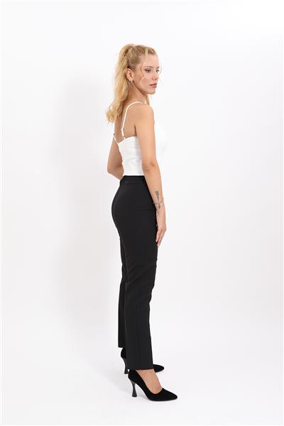 Lastikli Dar Paça Pantolon-Siyah - 5014100