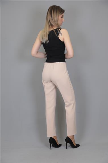 Lastikli Dar Paça Pantolon-Vizon